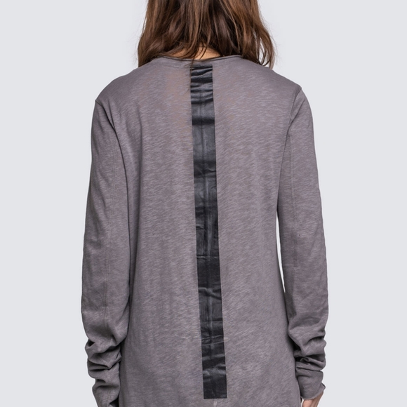 Barbara I Gongini Long Sleeve Cotton Jersey T-Shirt Grey Size X-Small - Picture 4 of 16